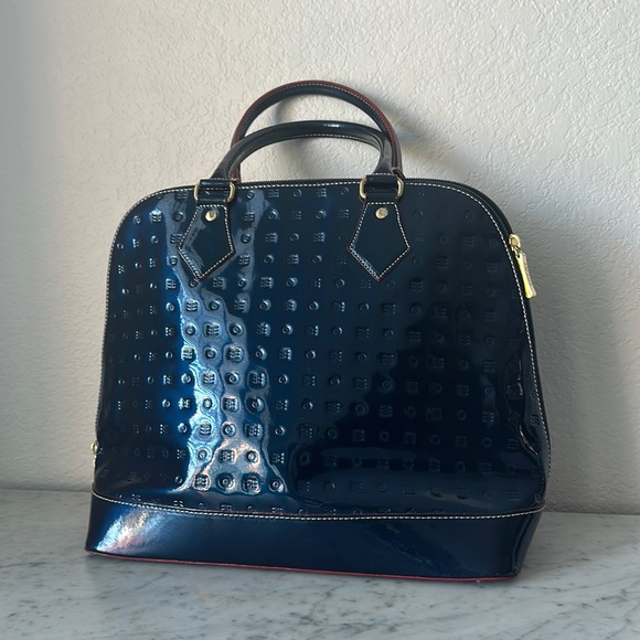 Arcadia Handbags - Arcadia Patent Leather Dark Navy Color Bag Italy